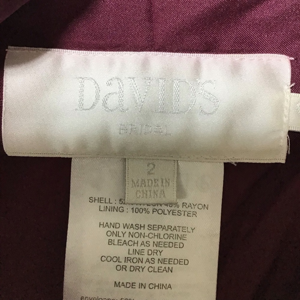 David's Bridal Lace Mini Dress - Deep Burgundy - Picture 6 of 13